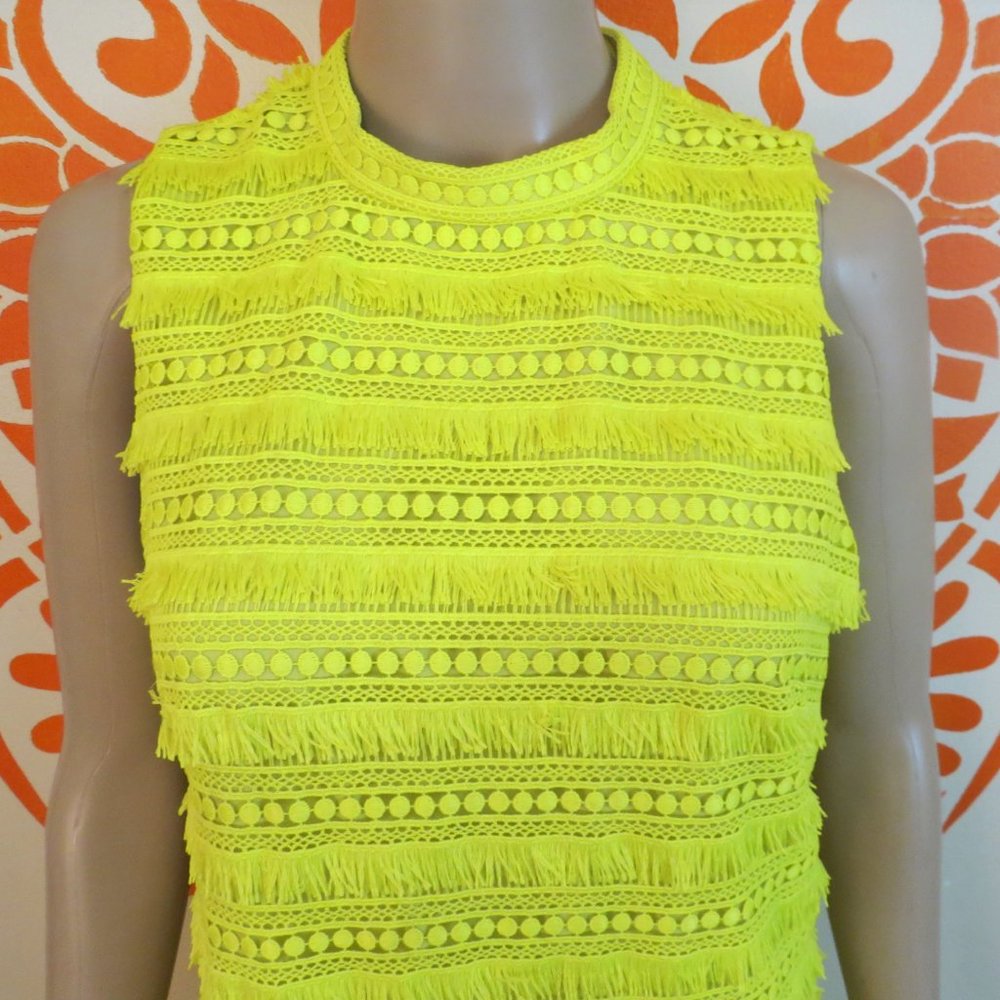J. Crew Bright Yellow Lace & Tassel Dress 4 - Picture 2 of 3